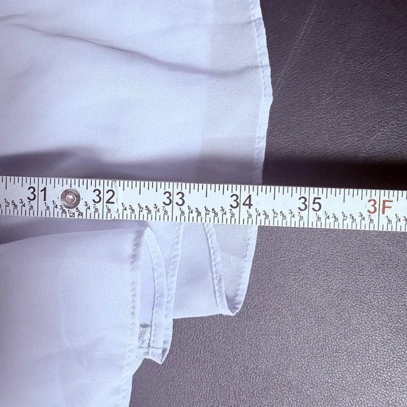 Abercrombie Chiffon Puff Sleeve Sheer Mini Dress sz L Periwinkle fairy babydoll - Picture 8 of 11